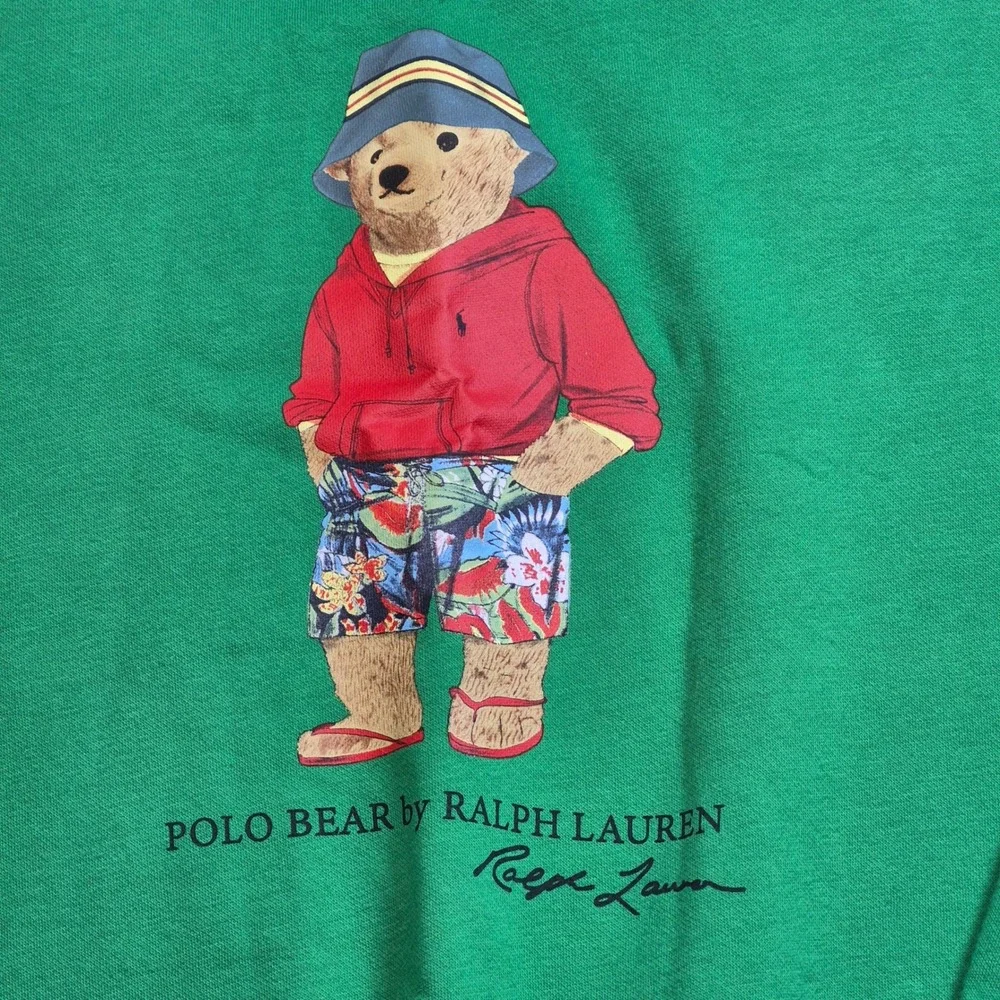 Polo Ralph Lauren Polo Bear Sweatshirt Mens M Green Crewneck Graphic Pullover